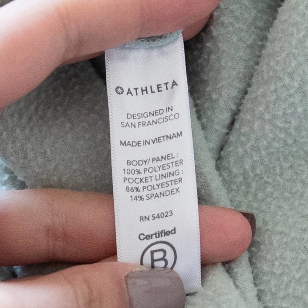 Athleta Women's Green White Zion Microfleece 1/4 Zip Hoodie Jacket Sz Small - Picture 7 of 8